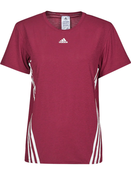 3 Stripes Γυναικείο T-shirt Ριγέ Μπορντό