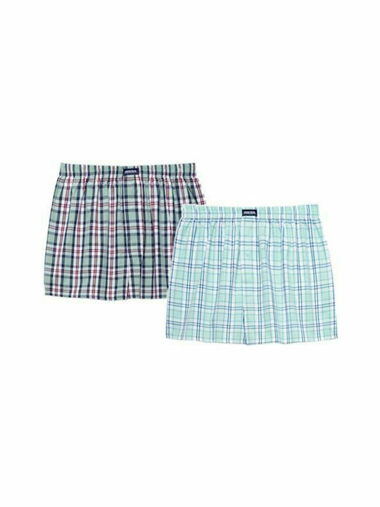 Minerva 90-23074 Men's Boxers Green / Mint Checkered 2Pack 96-23074-042