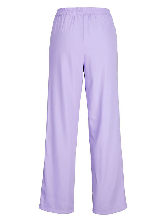 Dama Talie înaltă Tesatura Pantaloni cu Elastic cu Croială Normală Violet