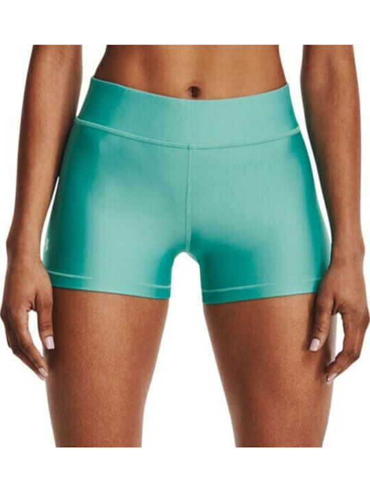 Women's Training Legging Shorts Shiny & High Waisted Turquoise