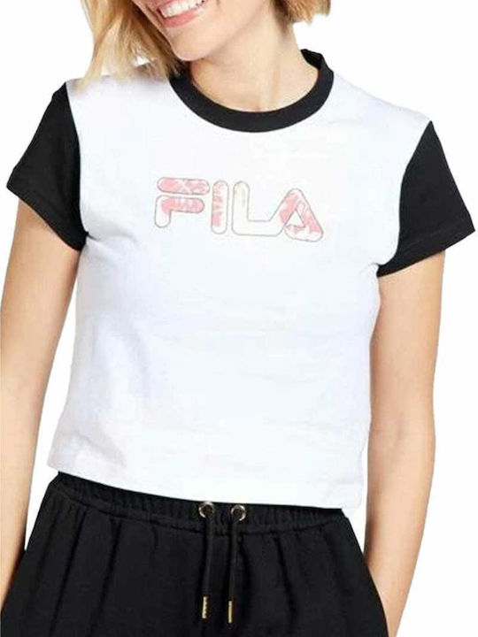 Kalli Γυναικείο Καλοκαιρινό Crop Top Βαμβακερό Κοντομάνικο Floral Λευκό