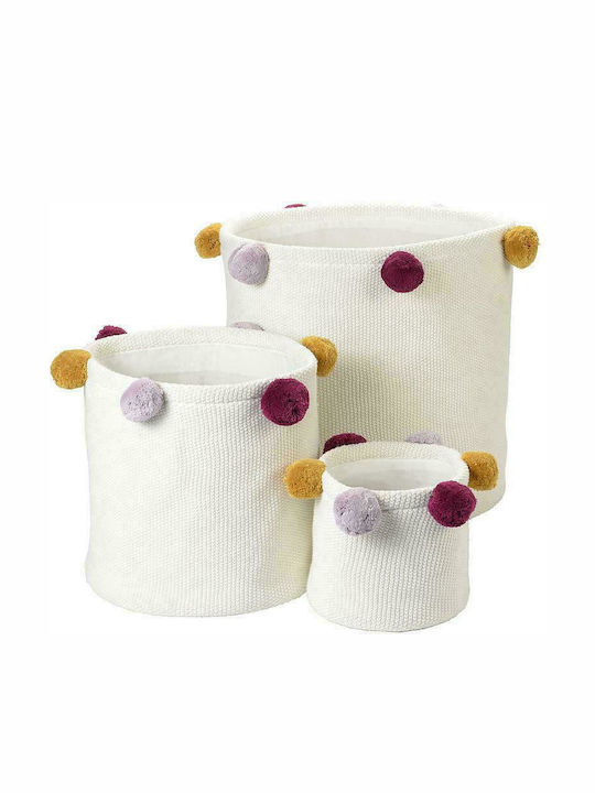 Kikadu Children's Folding Storage Basket made of Fabric Organic White 30x30x30cm 1pcs