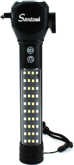 Andowl Rechargeable Flashlight LED Dual Function with Maximum Brightness 200lm Black