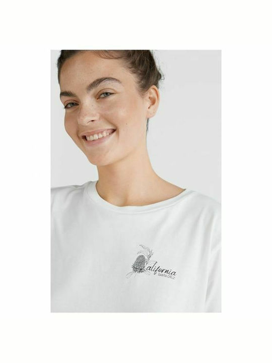 O'neill Global Fire Lily Women's Summer Crop Top Cotton Short Sleeve White
