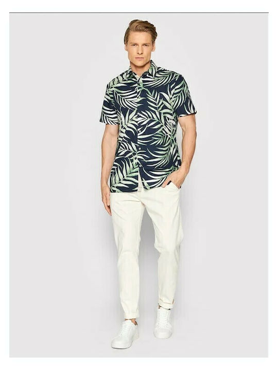 Short-sleeved Linen Shirt Floral Multicolour