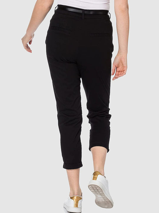 Vero Moda Damen Hoch tailliert Chino Hose in Normaler Passform Schwarz