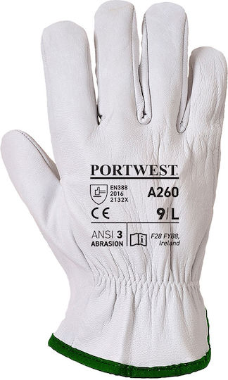 Portwest Driver Gray Leather Safety Gloves