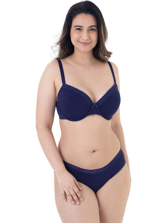 Demi Curves Bra with Light Padding Underwire Pink/Blue