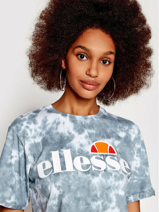 Alberta Tie Dye Γυναικείο Αθλητικό Crop Top Κοντομάνικο Γαλάζιο