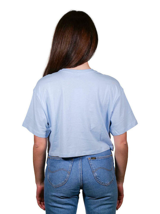 Only Women's Summer Crop Top Cotton Short Sleeve Light Blue