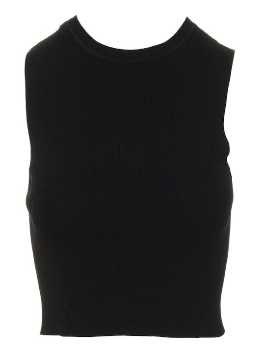 Γυναικείο Καλοκαιρινό Crop Top Αμάνικο Μαύρο