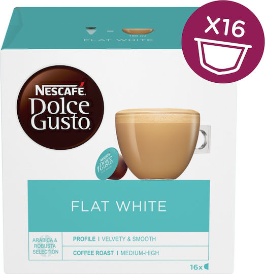 Nescafe Kaffee- und Getränkekapseln Espresso Dolce Gusto Flat White Kompatibilität mit Maschine Dolce Gusto 16 Stück