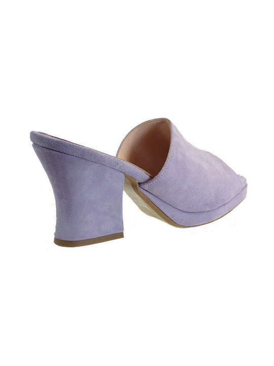 Smart Cronos Chunky Heel Leather Mules Lilac