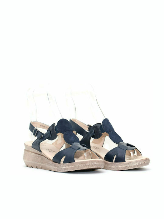 Boxer Anatomic Women's Leather T-Strap Platforms Blue