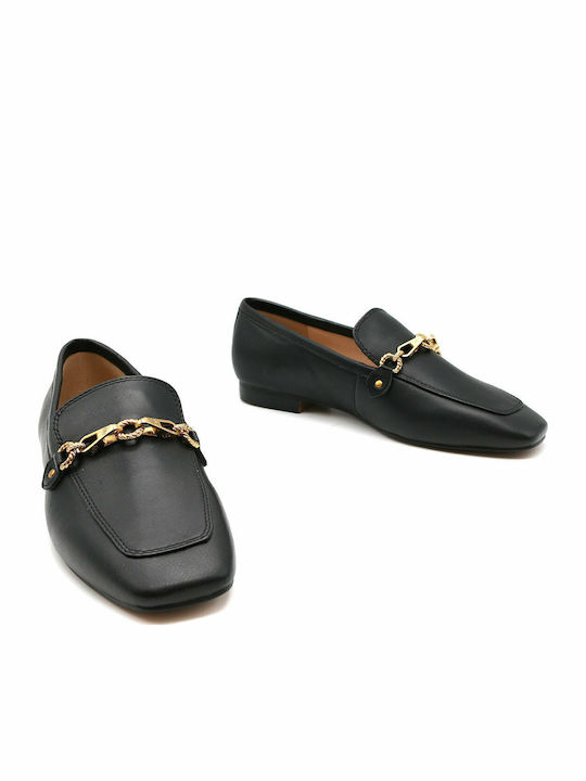 Marta Δερμάτινα Γυναικεία Loafers σε Μαύρο Χρώμα