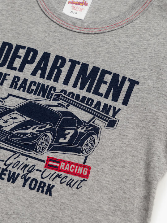 Minerva Racing Department Παιδικό Φανελάκι Κοντομάνικο Γκρι