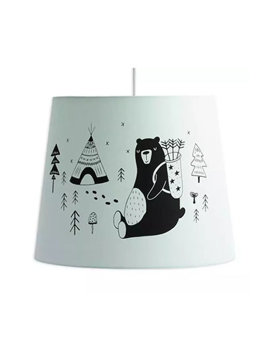 Funna Baby Kids Fabric Single Ceiling Light Lets Go Grey 60W 30x26cm