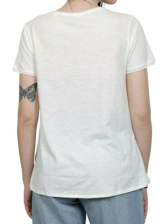 Only Women's T-shirt with V Neckline White