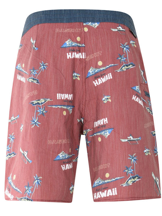 Men's Swimwear Bermuda Bordeaux / Black with Patterns