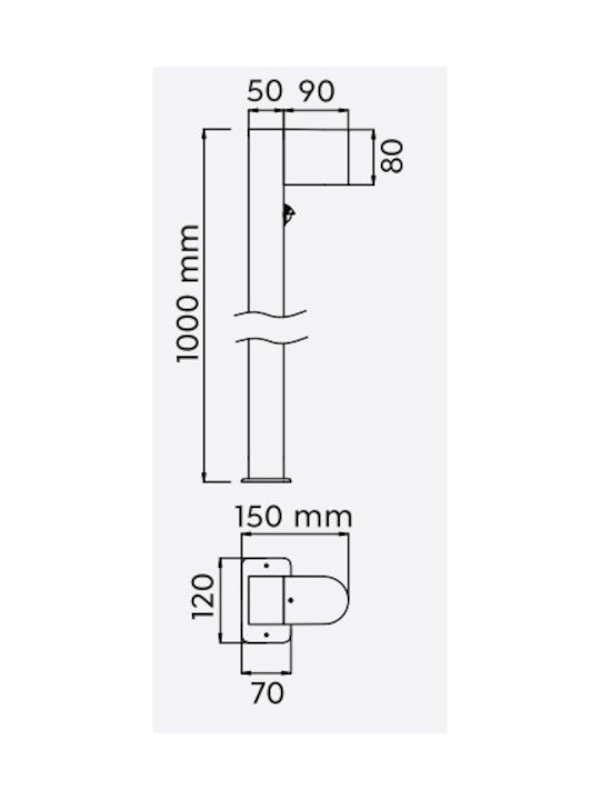Trio Lighting Roya Outdoor Floor Lamp Small Post IP44 for GU10 Socket Gray