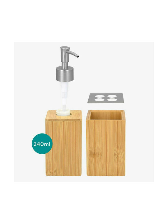 Navaris Bamboo Natural-Inox Bathroom Accessory Set 3 Pieces