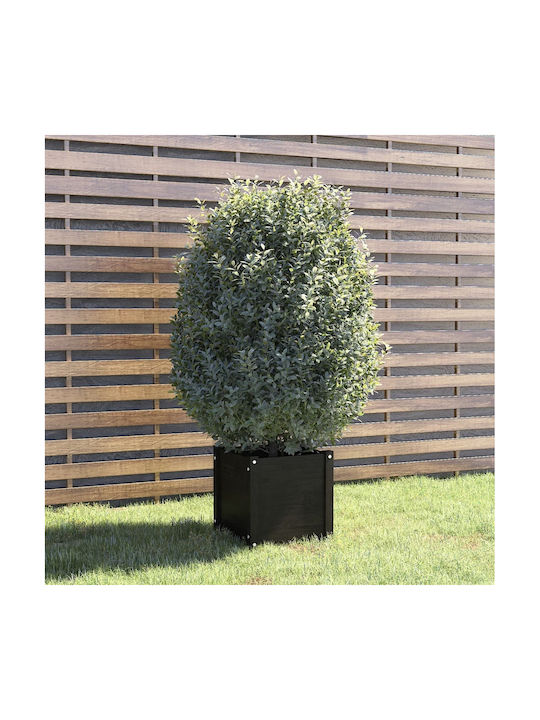 vidaXL Planter Box realizat din lemn masiv de pin 40x40cm în Culoare Negru 810542