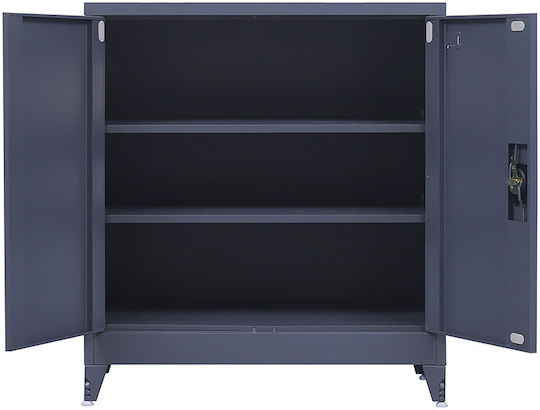 Double-Leaf Metallic Galvanized Cabinet with Locking Capability with 2 Shelves Anthracite Matte 90x45x101 cm