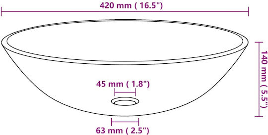 vidaXL Deasupra Blatului Chiuvetă Sticlă 42x42x14cm Auriu
