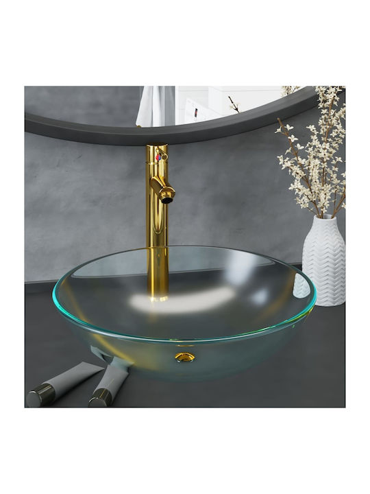 vidaXL Countertop Sink Sticlă 42x42cm Transparent