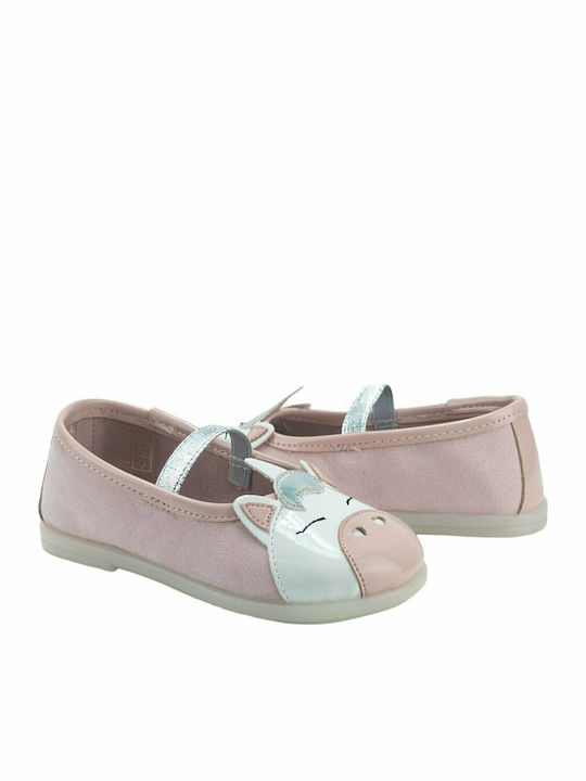 Kids Anatomic Leather Ballerinas with Elastic Strap Pink