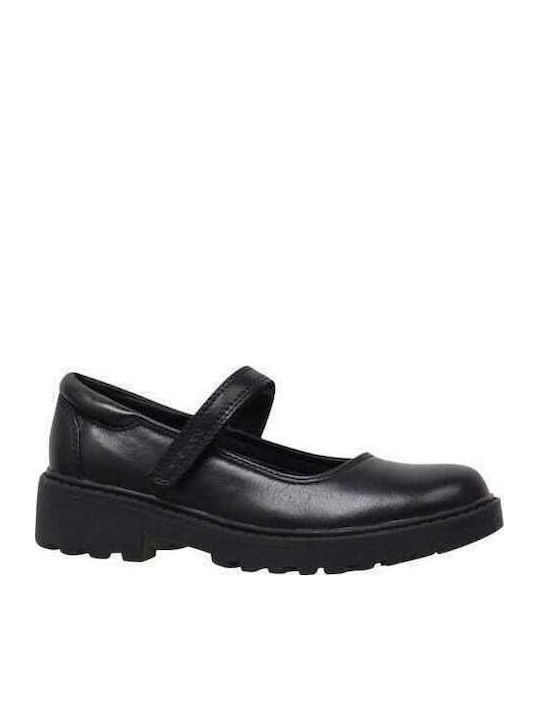 Kids Anatomic Leather Ballerinas Casey with Hoop & Loop Closure Black