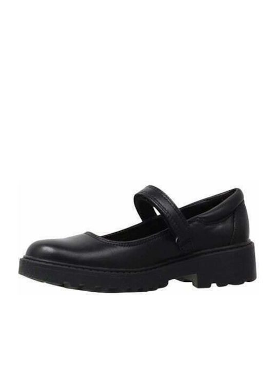 Kids Anatomic Leather Ballerinas Casey with Hoop & Loop Closure Black