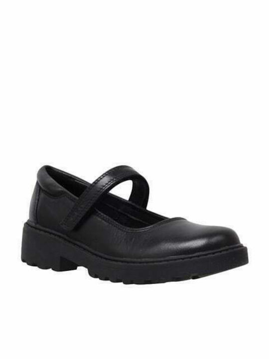 Kids Anatomic Leather Ballerinas Casey with Hoop & Loop Closure Black