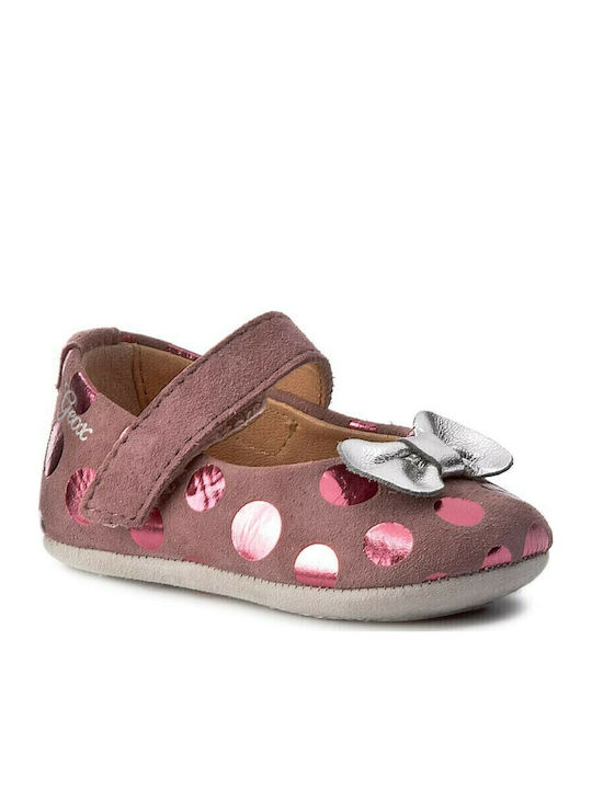 Kids Anatomic Suede Ballerinas New Ian with Hoop & Loop Closure Pink