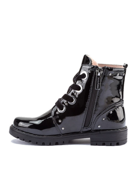 Mayoral Kids Leather Boots with Zipper Black