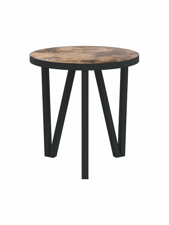 Auxiliary Outdoor Table with Wood Surface and Metal Frame Black 35x35x34cm