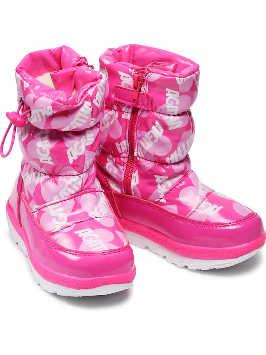 Kids Snow Boots with Zipper Fuchsia