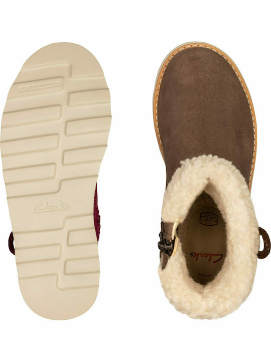 Crown Loop Ανατομικά Suede Παιδικά Μποτάκια με Φερμουάρ Καφέ