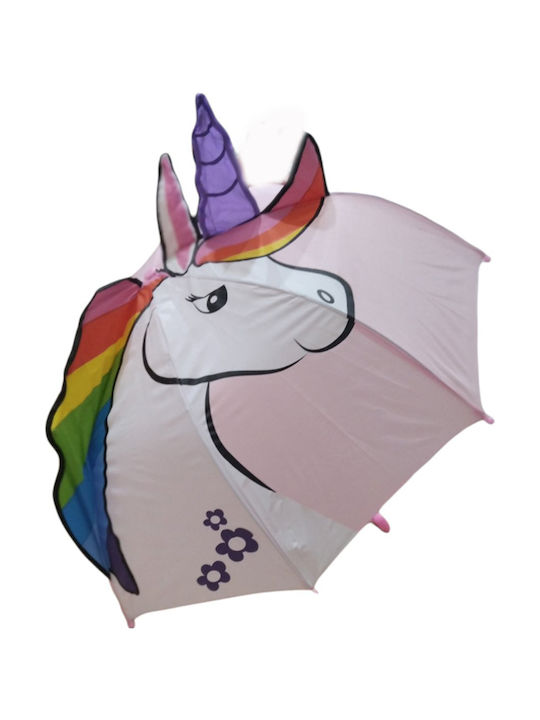 Chanos Ομπρέλα Unicorn 3D Μπαστούνι Ροζ 45εκ.