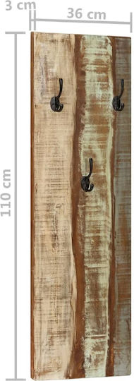 vidaXL Wooden Vintage Wall Hanger with 3 Slots Colorful 36x3x110cm 2pcs