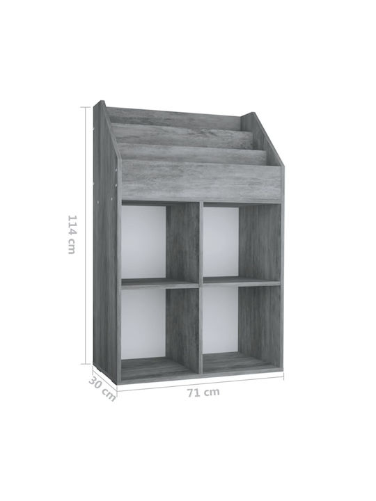 Παιδική Ραφιέρα Δαπέδου Γκρι 71x30x114εκ.