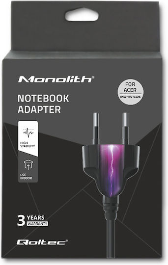 Qoltec Laptop Charger 65W 19V 3.42A for Acer without Power Cable