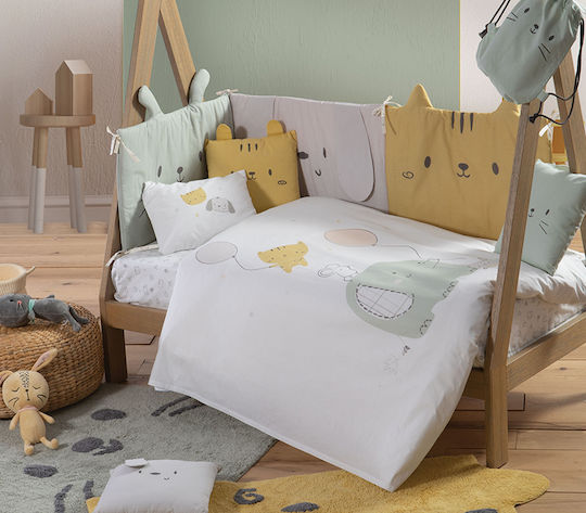 Nef-Nef Homeware Декоративна Възглавница за Люлка Hello World Жълт 30x30см 030527