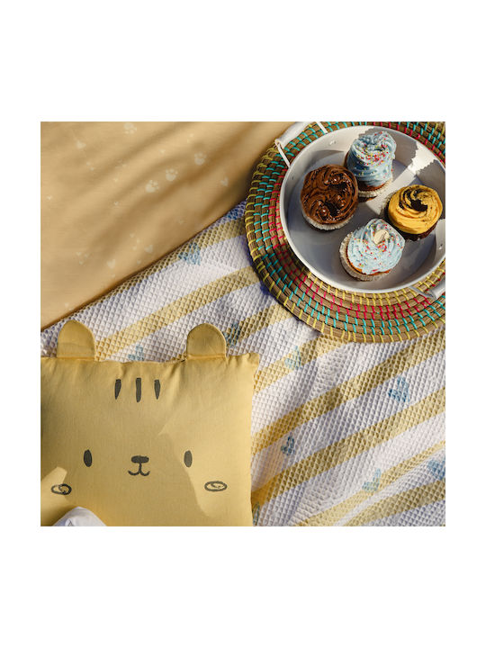 Nef-Nef Homeware Διακοσμητικό Μαξιλάρι Κούνιας "Hello World" Κίτρινo 30x30cm