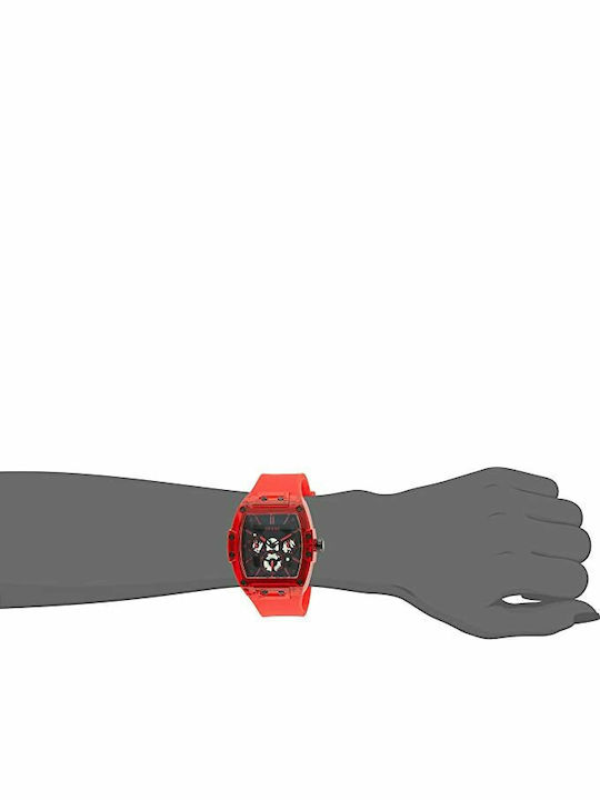 Guess Damen Uhr Chronograph mit Rot Kautschukarmband