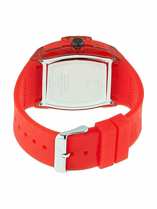 Guess Damen Uhr Chronograph mit Rot Kautschukarmband