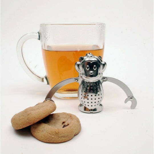 Kikkerland Monkey Tea Filter with Handle Metallic 1pcs CU39