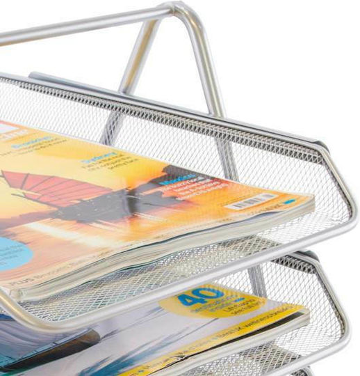 Osco Metallic Filing Tray with 3 Shelves Gray