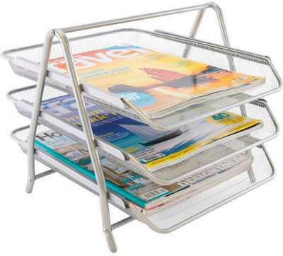 Osco Filing Tray Metallic with 3 Shelf Gray