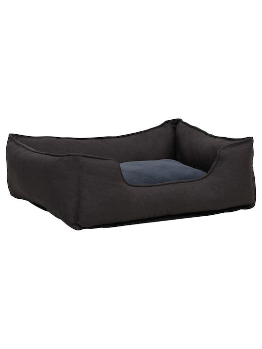 vidaXL Καναπές Κρεβάτι Σκύλου με Όψη Λινού Φλις Σκούρο Γκρι 110.5x80.5cm